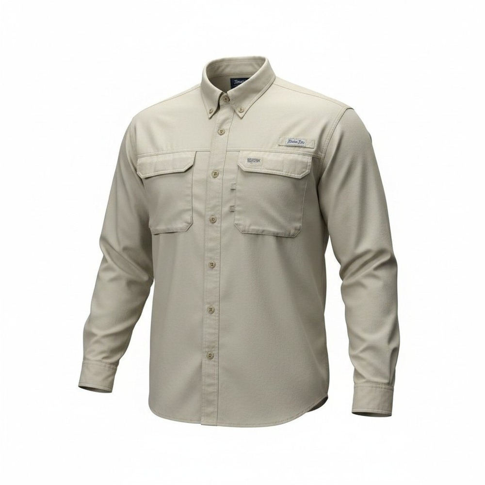Bimini Bay Outfitters Men's 3XL Fishing Shirt Tan Khaki Long Sleeve Vented Trail